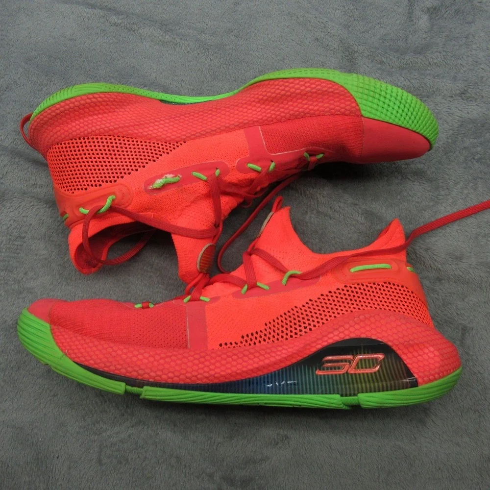 Under Armour Curry 6 Shoes Men 12.5 Salmon Green VI Basketball Chunky Sneakers